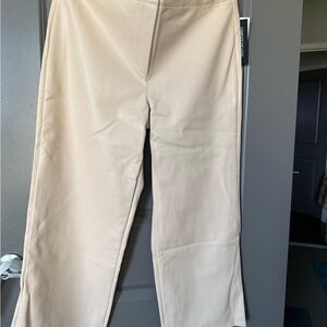 bagatelle Wide Leg Faux Leather Pants in Cream